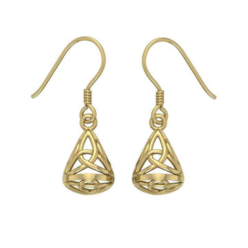 Celtic Knotwork Solid Gold Triquetra Filigree Earrings GTE683 - Jewelry